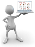 White man holding laptop