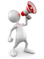 White holding megaphone