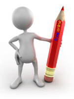 White man holding pencil